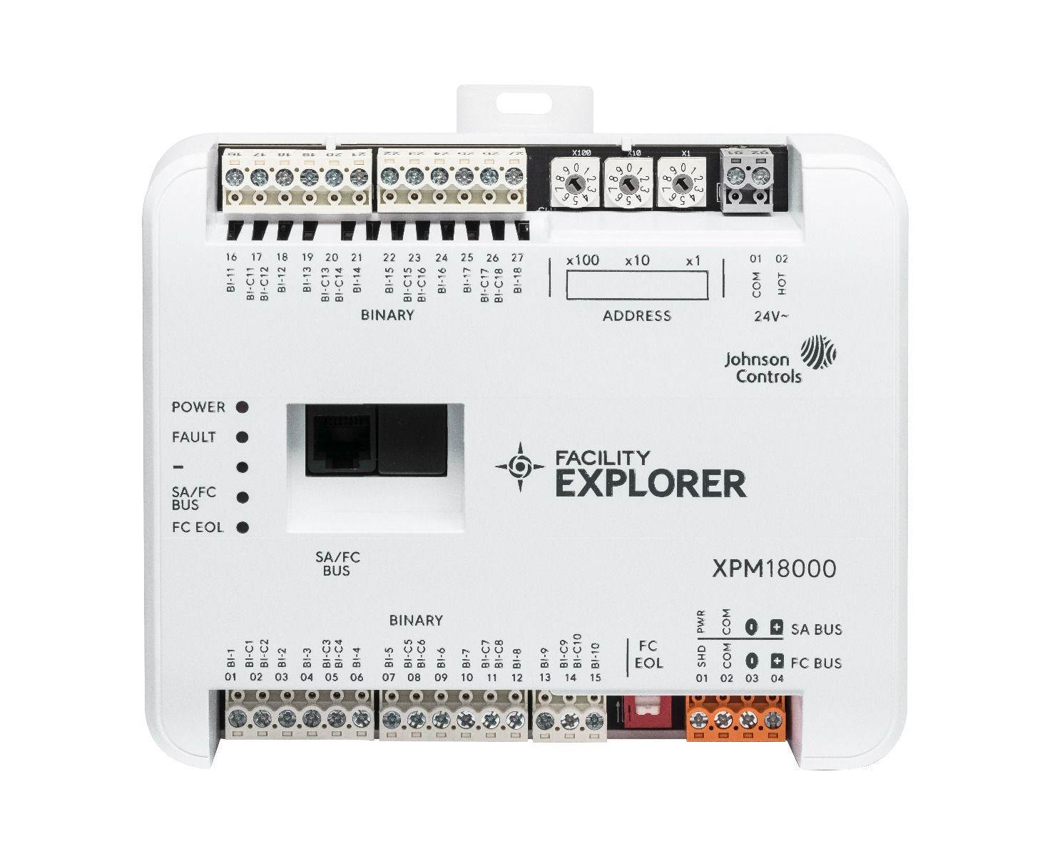 F4-XPM18000-0 | 18-point Input Expansion Module. Includes: MS/TP communication; 18 points (18 BI); 24 VAC input.