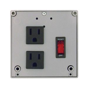 4 Amp Switch/Circuit Breaker, 120 VAC, 2 Outlets, Terminals.